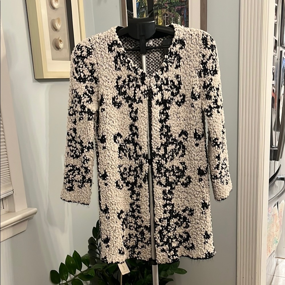 Solitaire by RAVI KHOSLA Cream Popcorn Knit Open Filagree Sweater size S